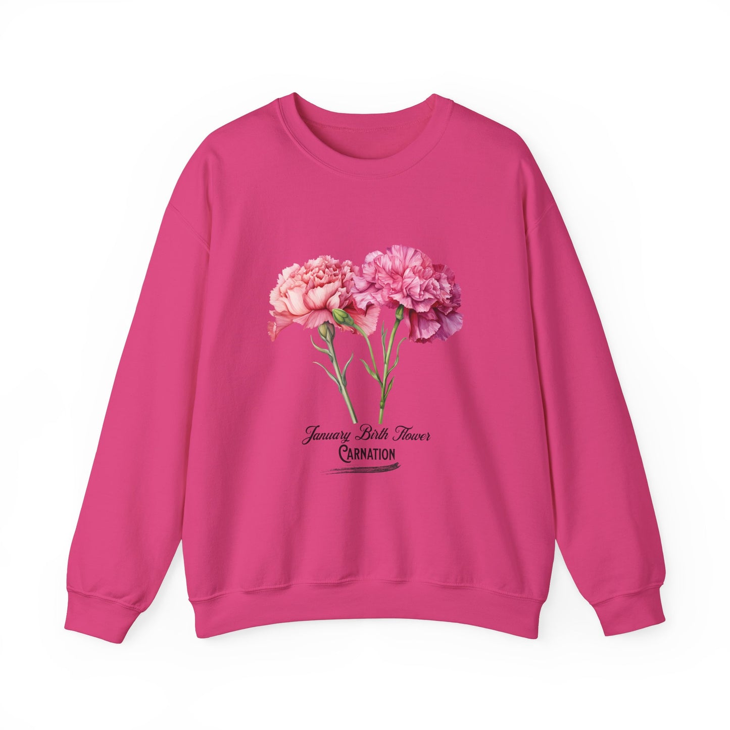 January Birth Flower (Carnation) - Unisex Heavy Blend™ Crewneck Sweatshirt