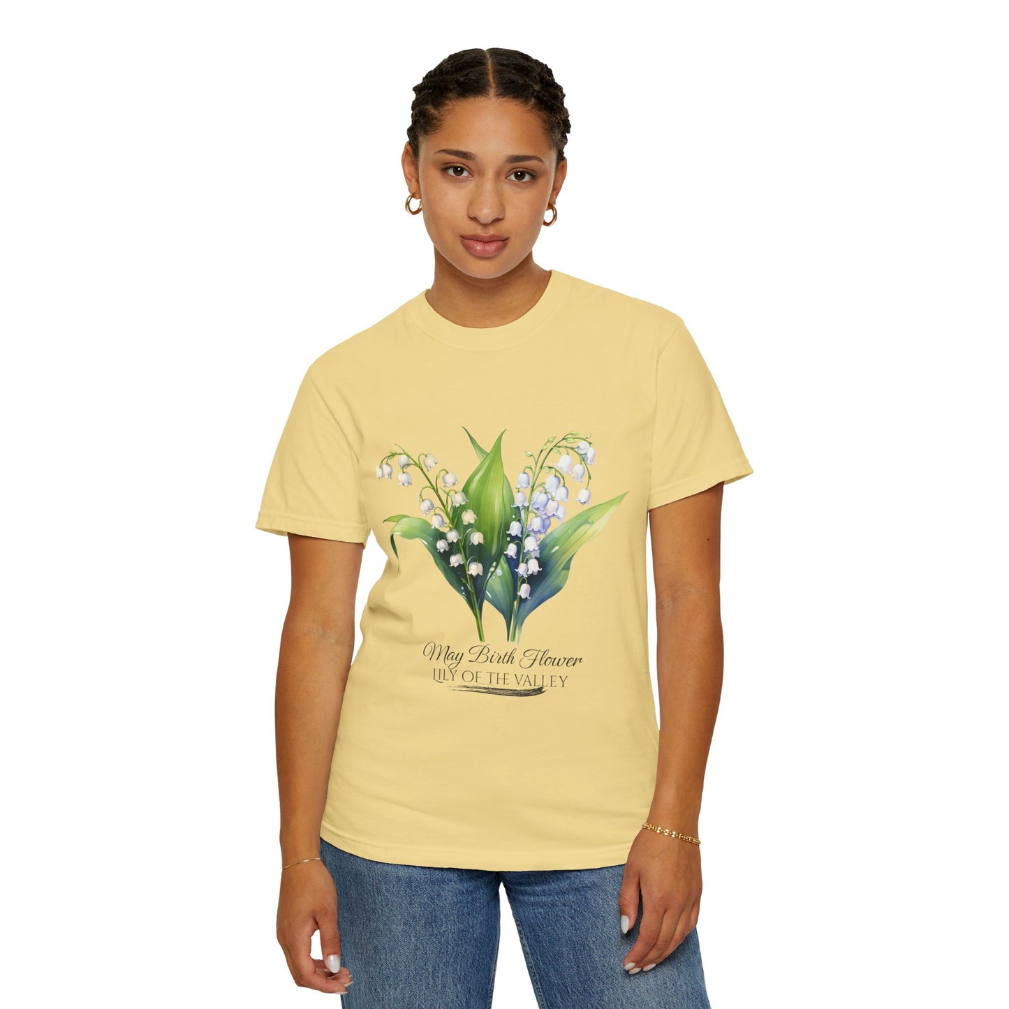 May Birth Flower "Lily of the Valley" - Unisex Garment-Dyed T-shirt