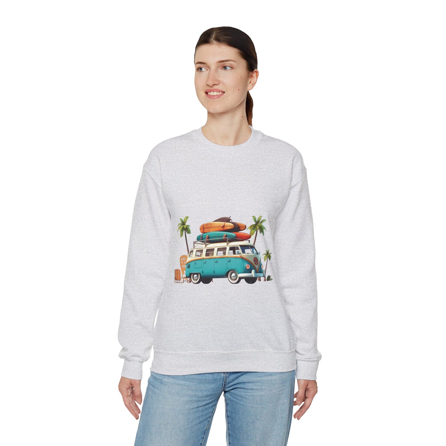 Retro Surf Van - Unisex Heavy Blend™ Crewneck Sweatshirt