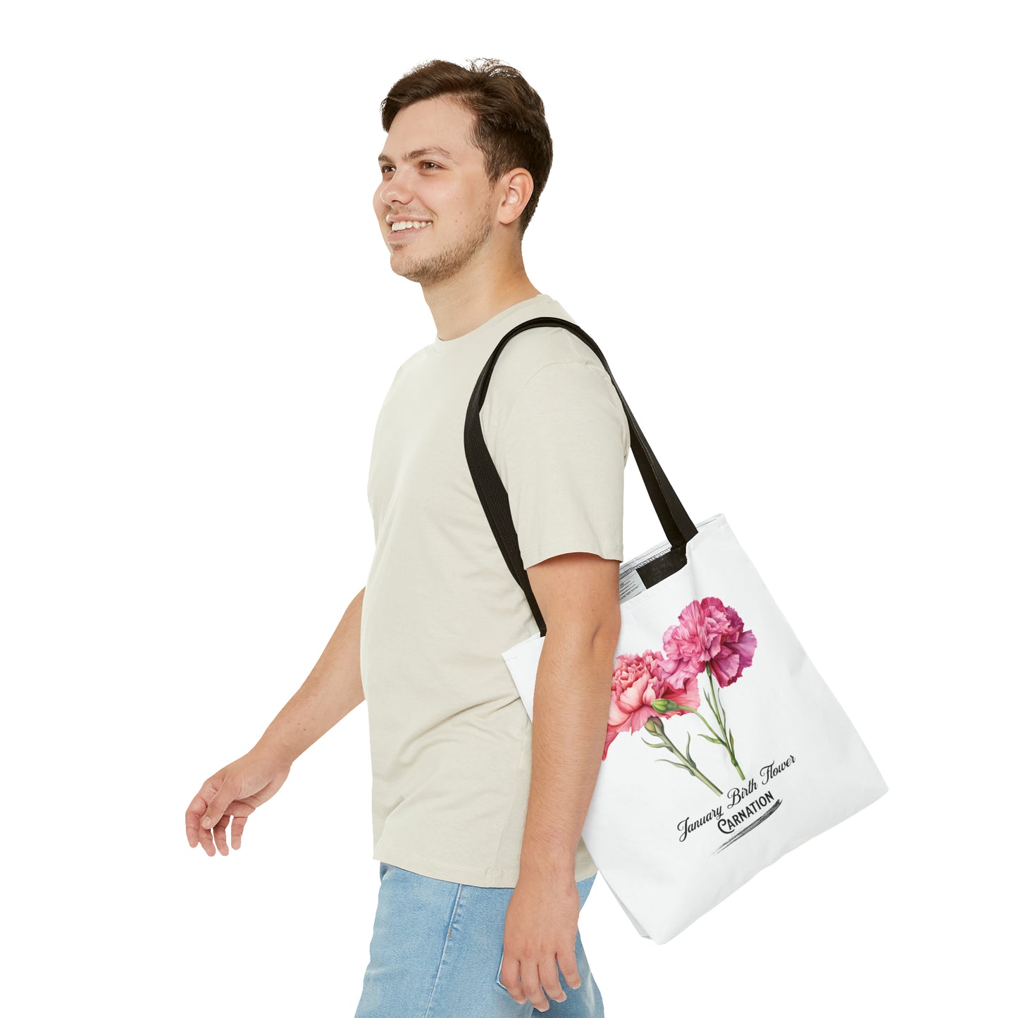 January Birth Flower: Carnation - Tote Bag (AOP)