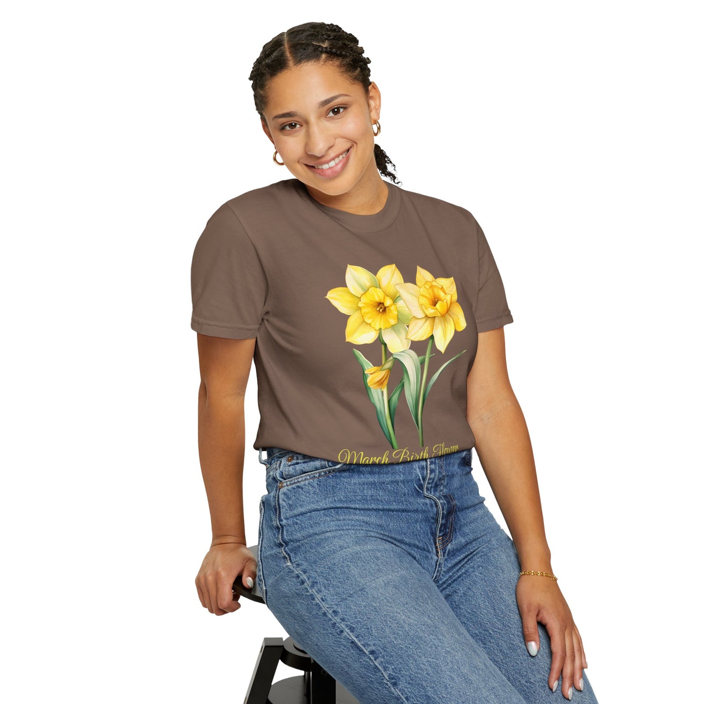 March Birth Flower "Jonquil" (For Print on Dark Fabric) - Unisex Garment-Dyed T-shirt