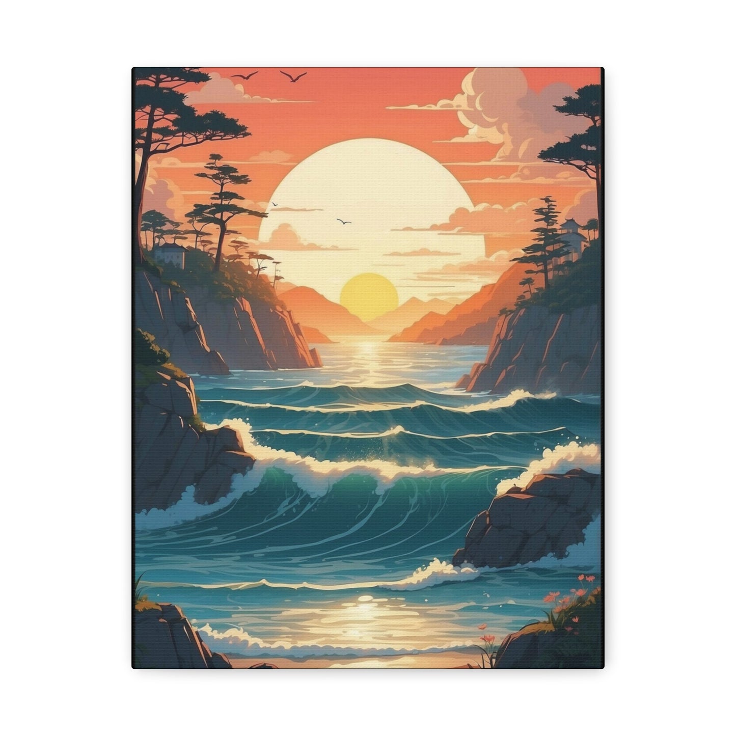 Beautiful sunset over the water channel - Canvas Gallery Wraps