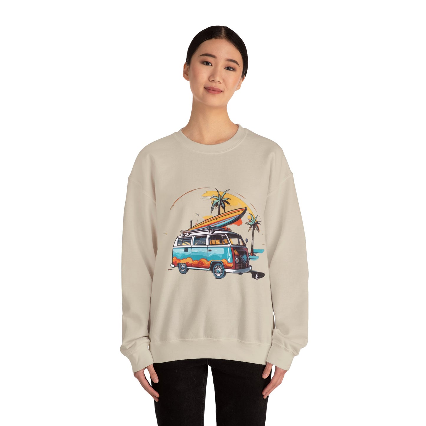 Retro Surf Van - Unisex Heavy Blend™ Crewneck Sweatshirt