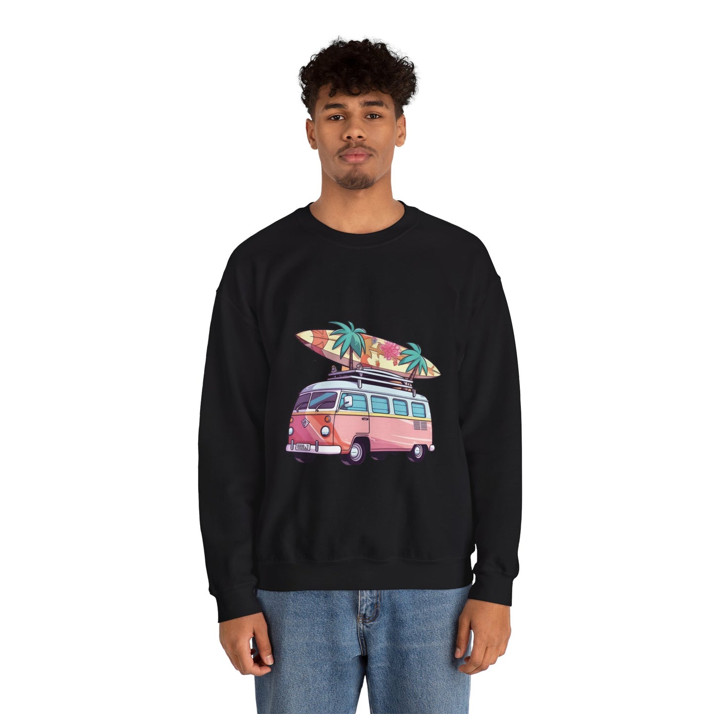 Retro Surf Van - Unisex Heavy Blend™ Crewneck Sweatshirt