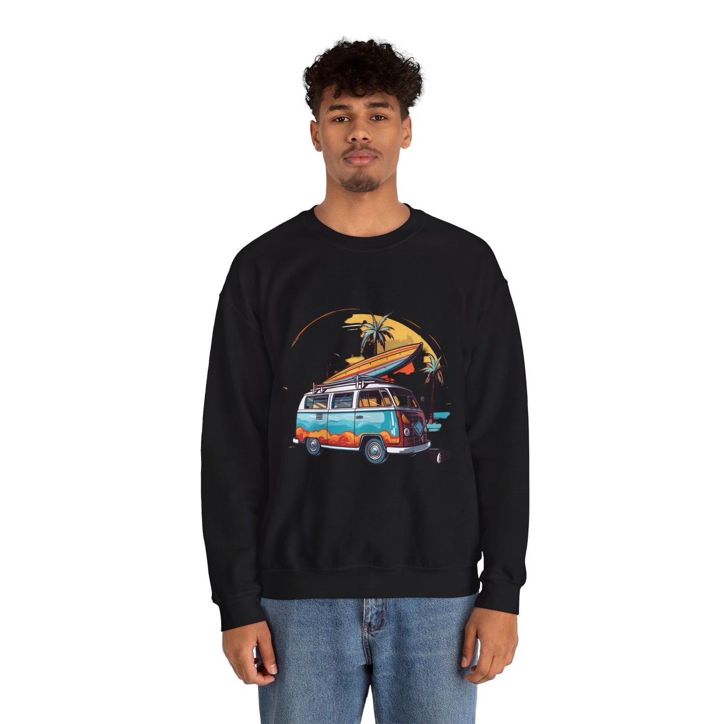 Retro Surf Van - Unisex Heavy Blend™ Crewneck Sweatshirt