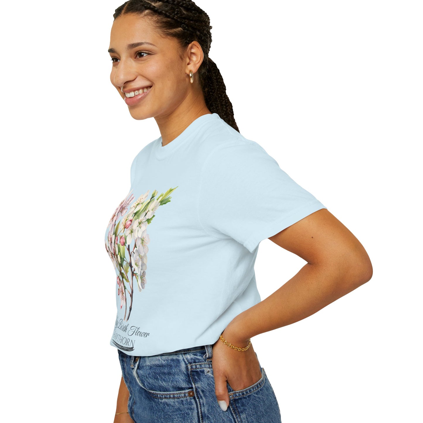 May Birth Flower "Hawthorn" - Unisex Garment-Dyed T-shirt