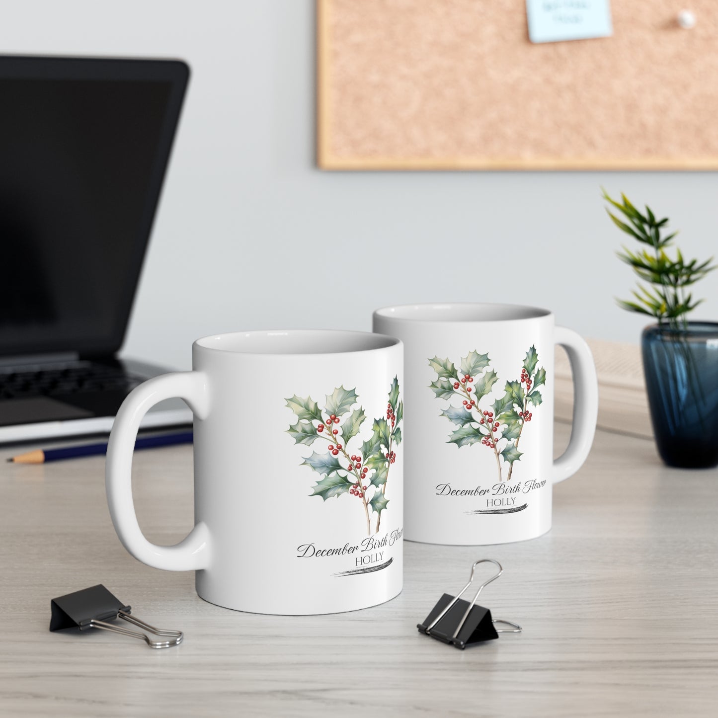 December Birth Flower (Holly): Ceramic Mug 11oz