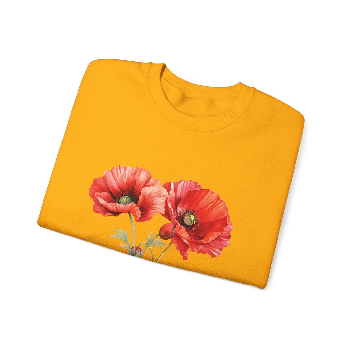 August Birth Flower (Poppy) - Unisex Heavy Blend™ Crewneck Sweatshirt