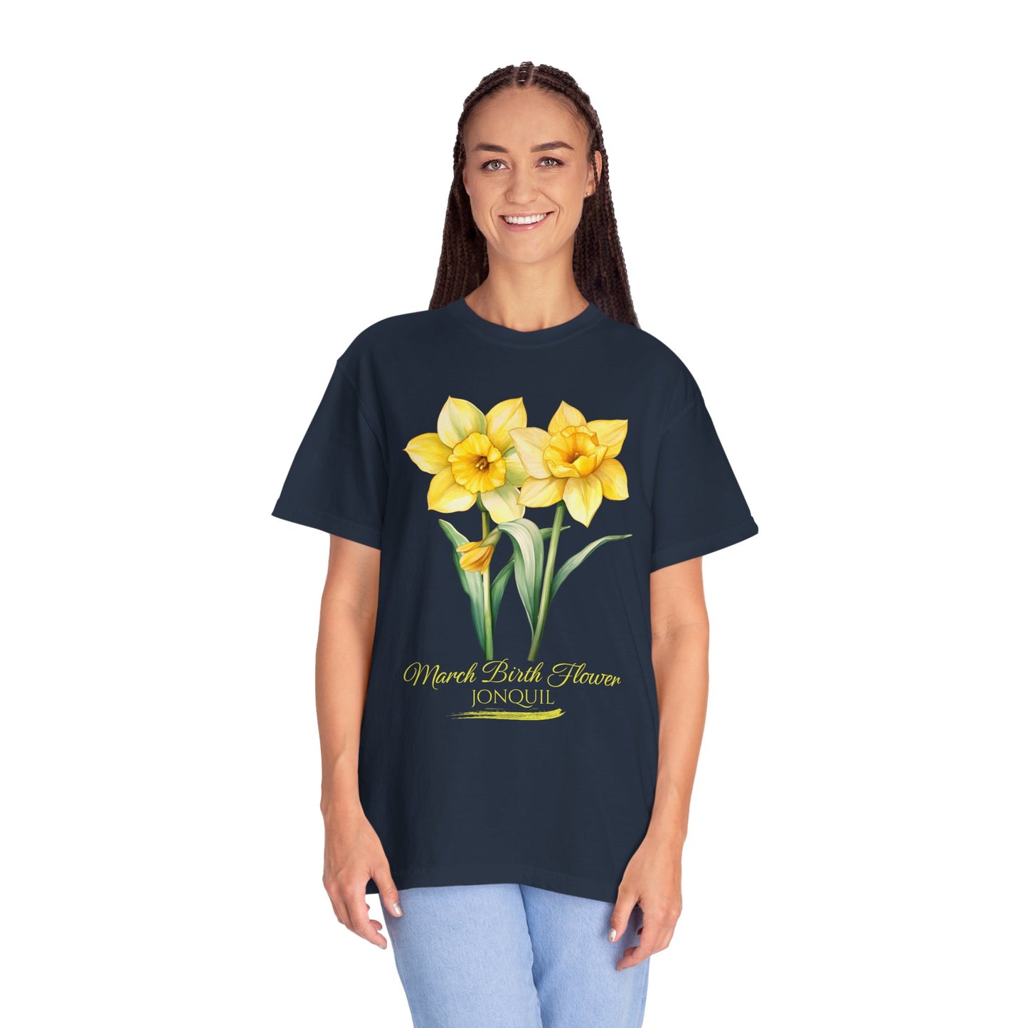 March Birth Flower "Jonquil" (For Print on Dark Fabric) - Unisex Garment-Dyed T-shirt