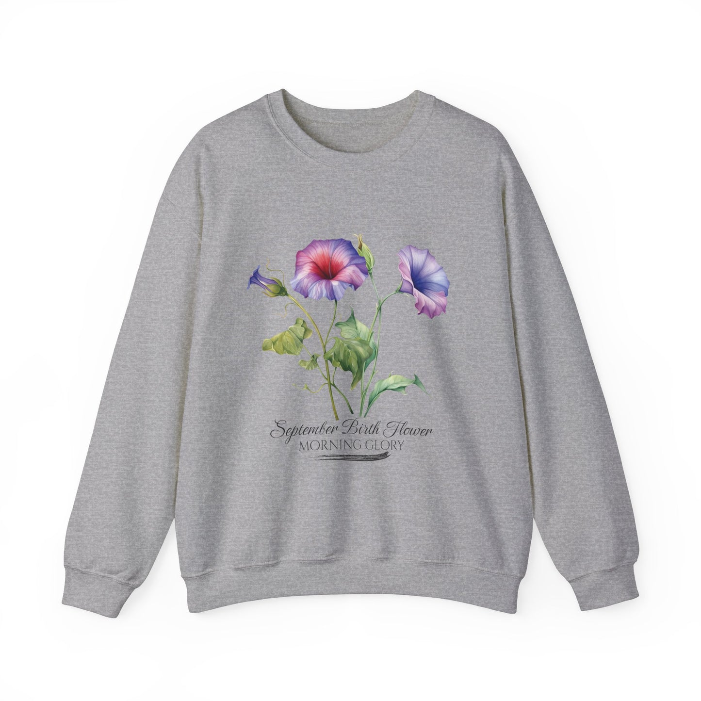 September Birth Flower (Morning Glory) - Unisex Heavy Blend™ Crewneck Sweatshirt