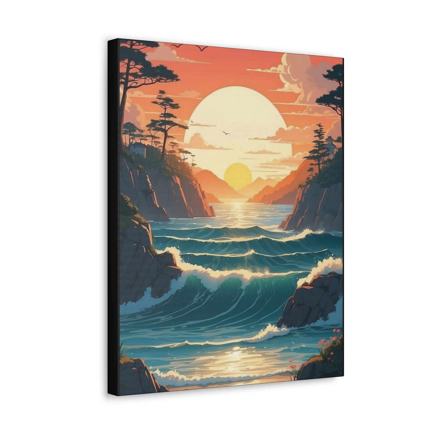 Beautiful sunset over the water channel - Canvas Gallery Wraps