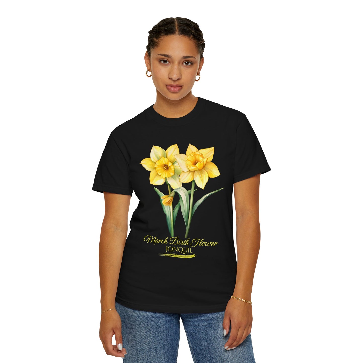 March Birth Flower "Jonquil" (For Print on Dark Fabric) - Unisex Garment-Dyed T-shirt