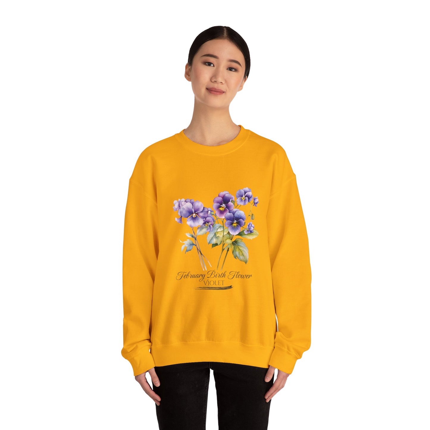 February Birth Flowers (Violet) - Unisex Heavy Blend™ Crewneck Sweatshirt
