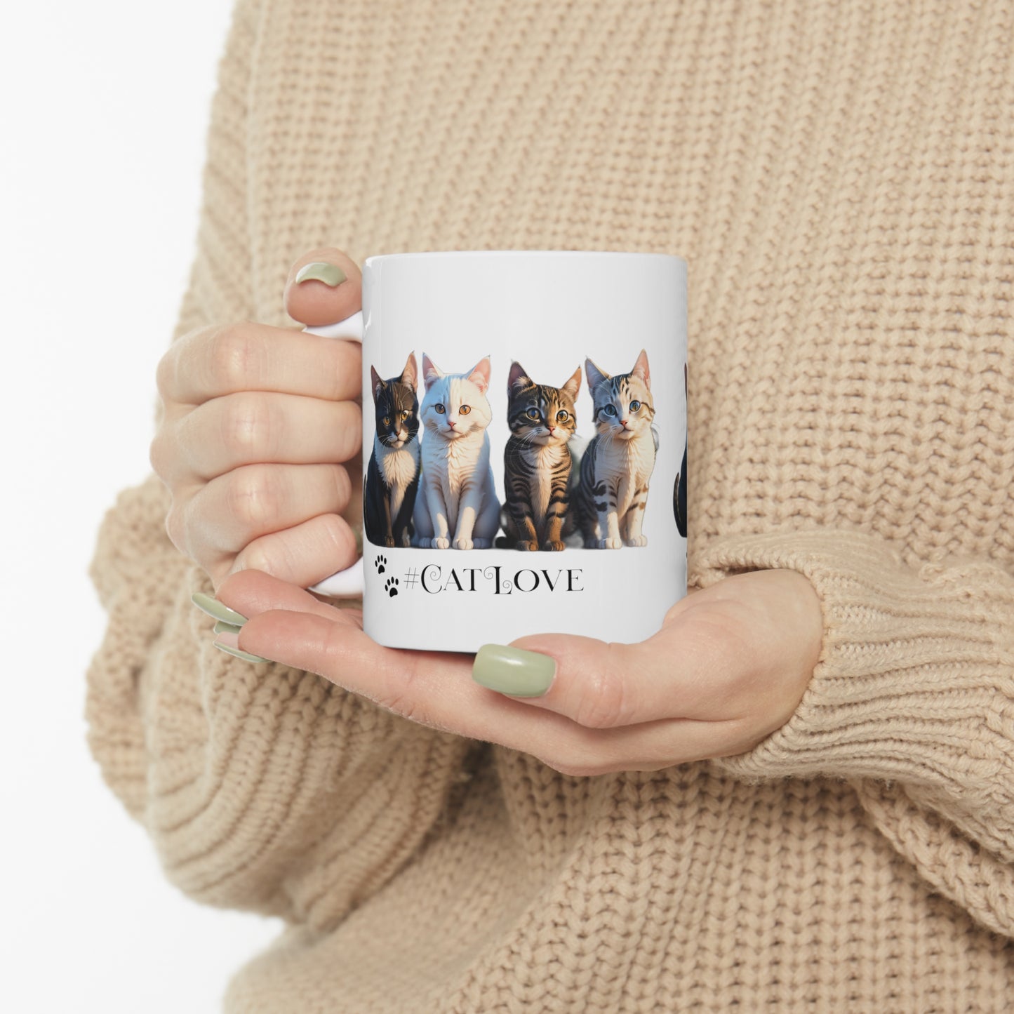 Ceramic Mug 11oz: #CatLove