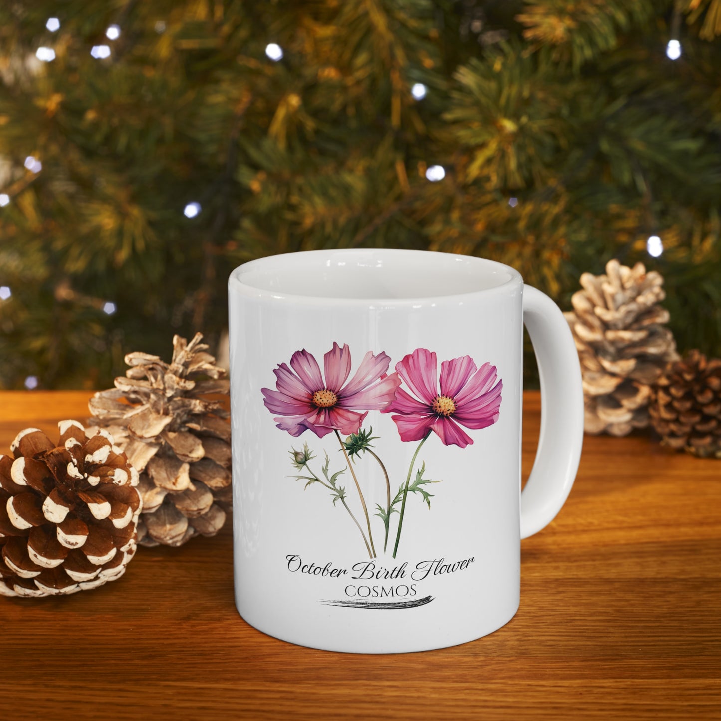 October Birth Flower (Cosmos): Ceramic Mug 11oz