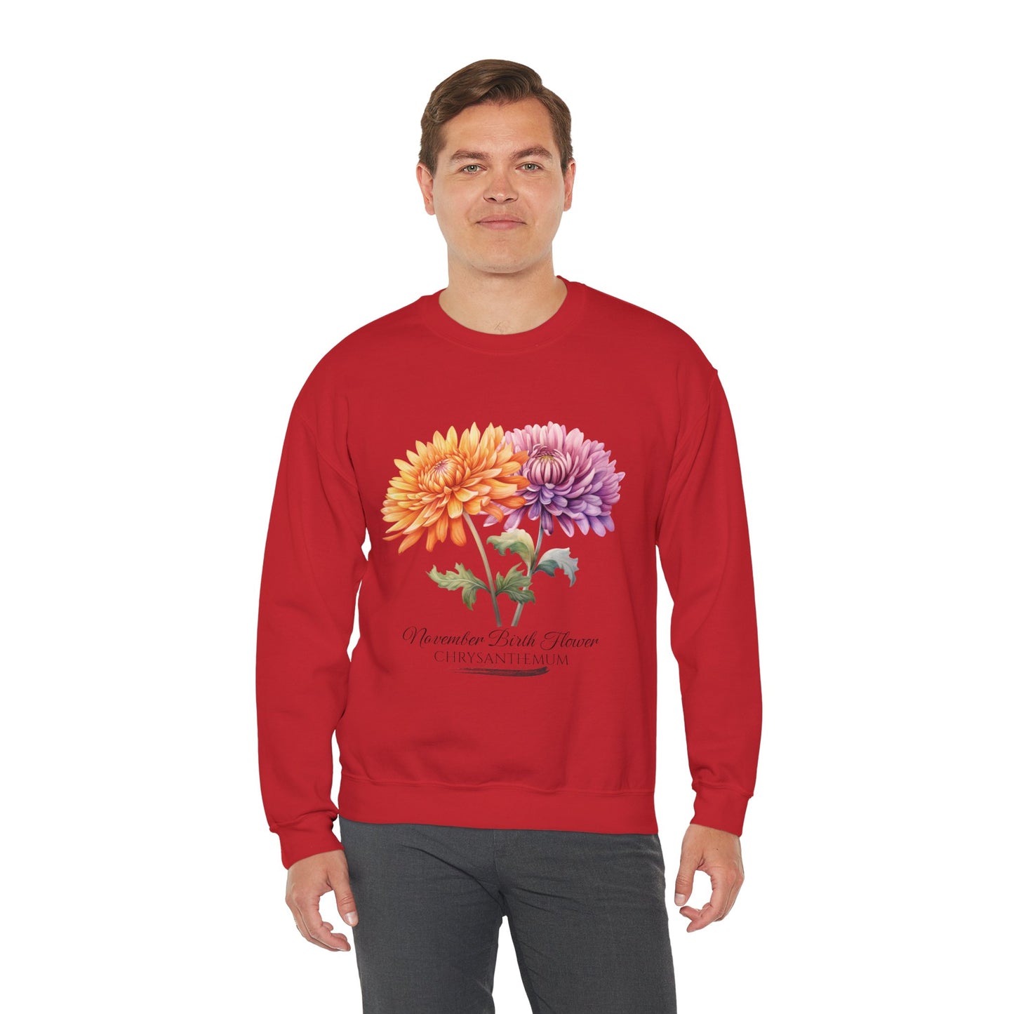 November Birth Flower (Chrysanthemum) - Unisex Heavy Blend™ Crewneck Sweatshirt
