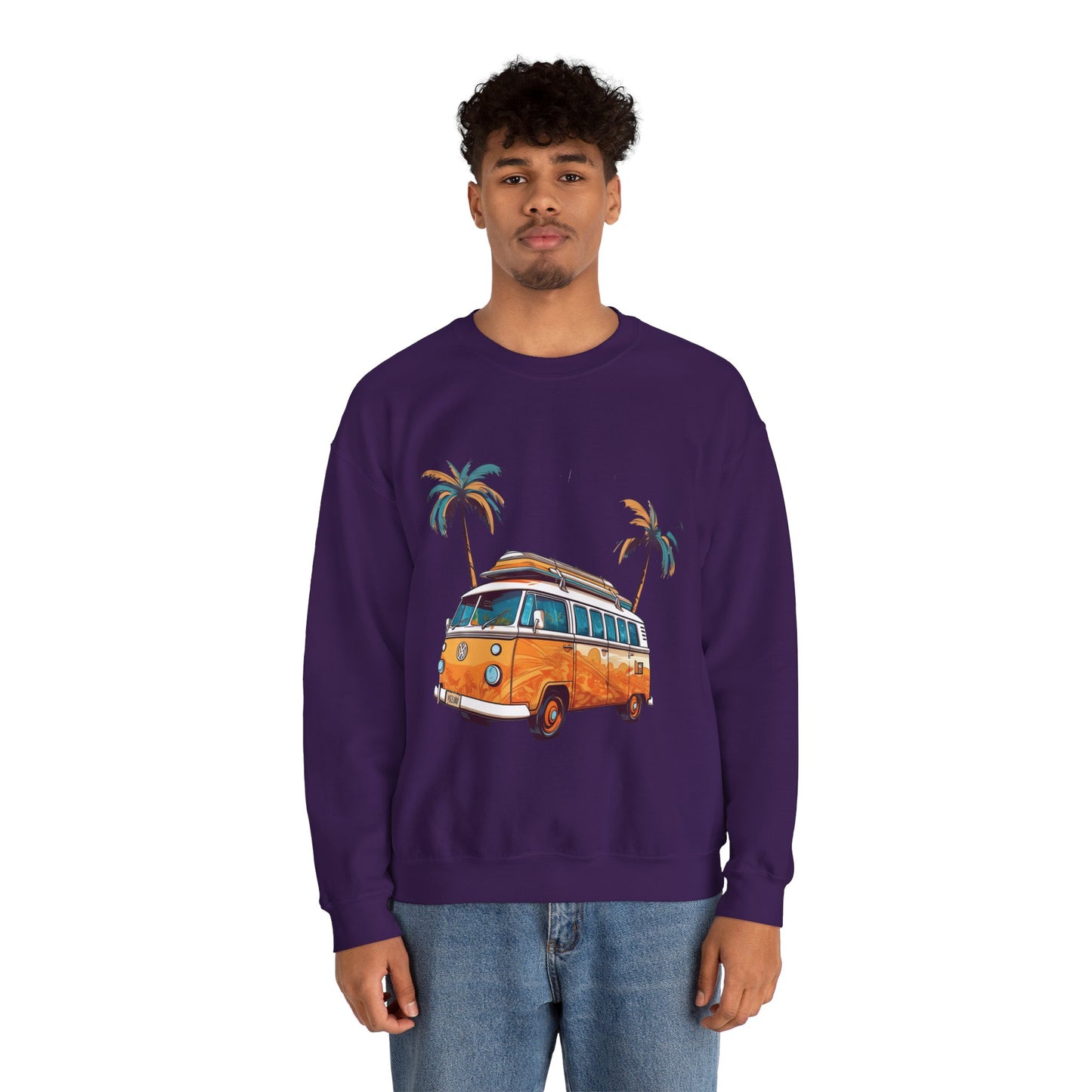 Retro Surf Van - Unisex Heavy Blend™ Crewneck Sweatshirt