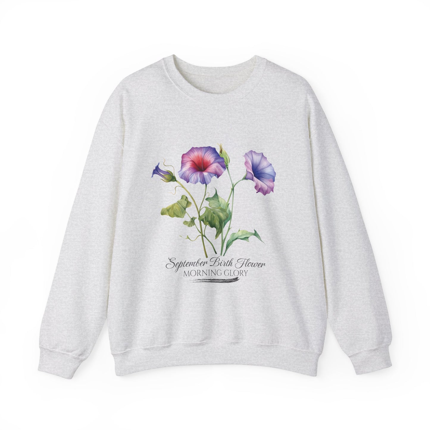 September Birth Flower (Morning Glory) - Unisex Heavy Blend™ Crewneck Sweatshirt