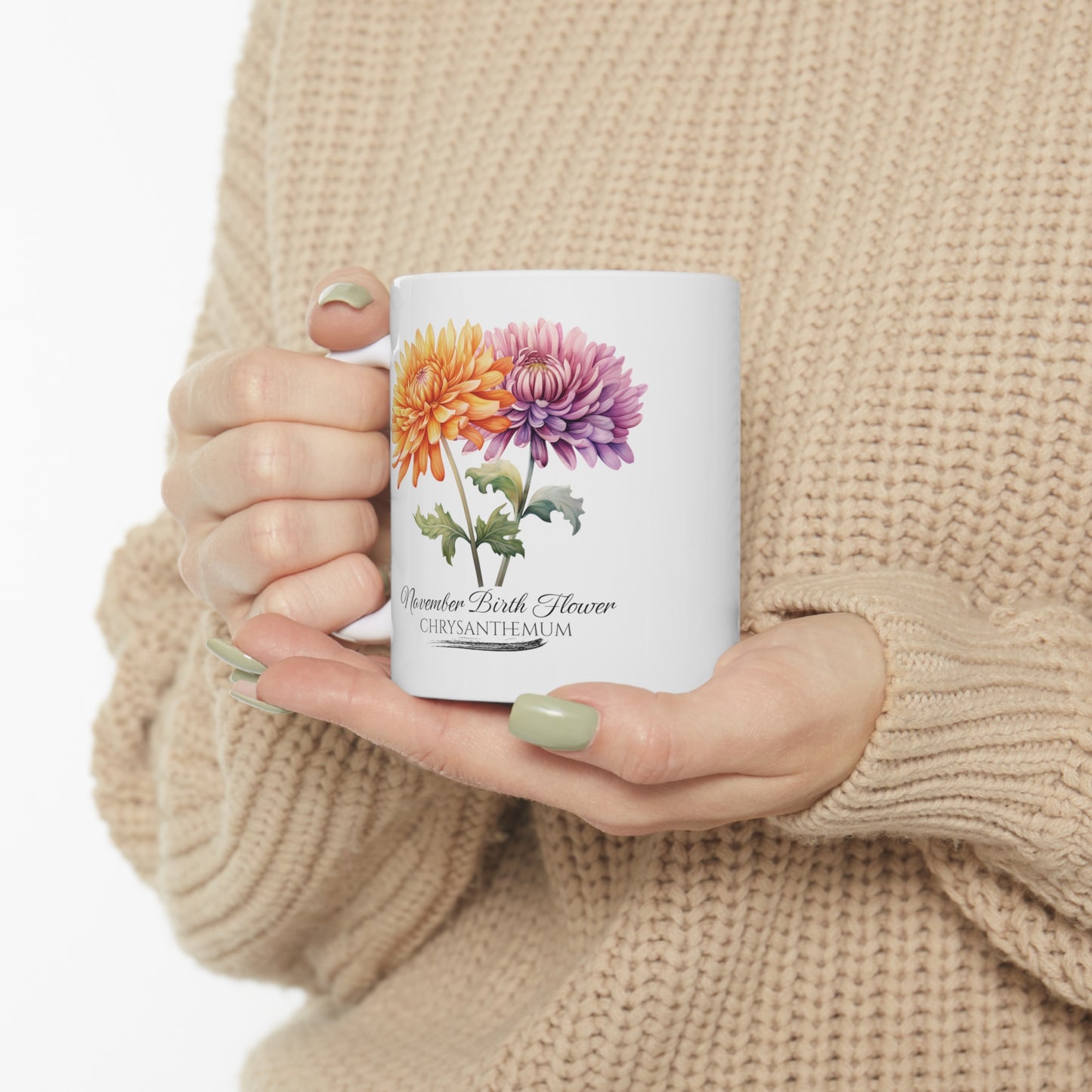 November Birth Flower (Chrysanthemum): Ceramic Mug 11oz