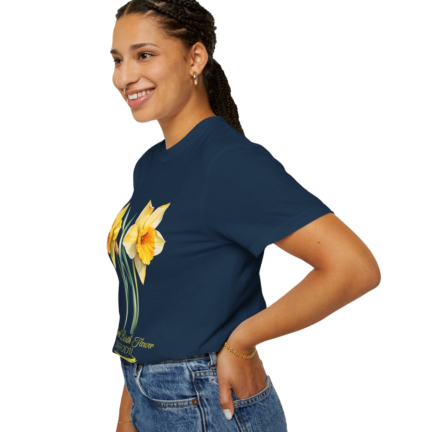 March Birth Flower "Daffodil" (For Print on Dark Fabric) - Unisex Garment-Dyed T-shirt