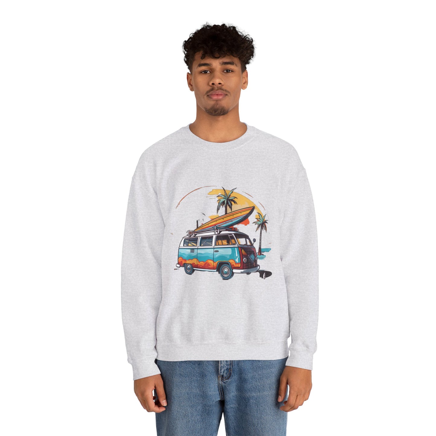 Retro Surf Van - Unisex Heavy Blend™ Crewneck Sweatshirt