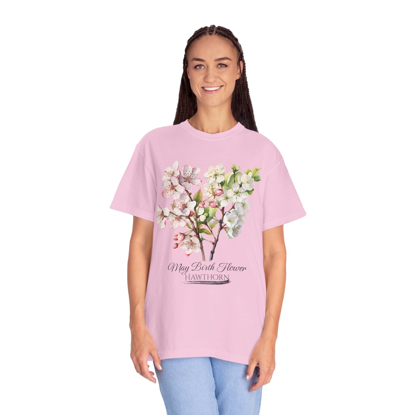 May Birth Flower "Hawthorn" - Unisex Garment-Dyed T-shirt