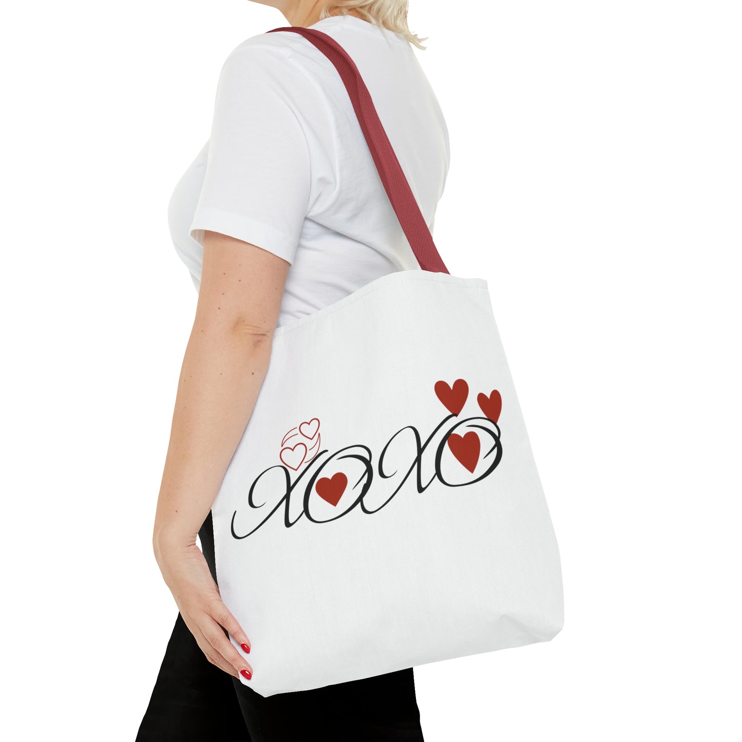 Valentine: XOXO with Hearts - Tote Bag (AOP)