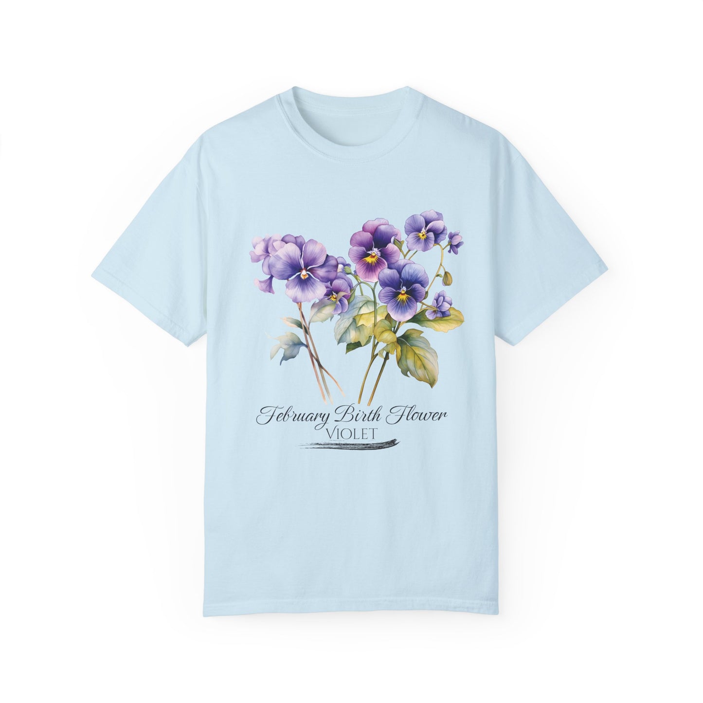 February Birth Flower "Violet" - Unisex Garment-Dyed T-shirt