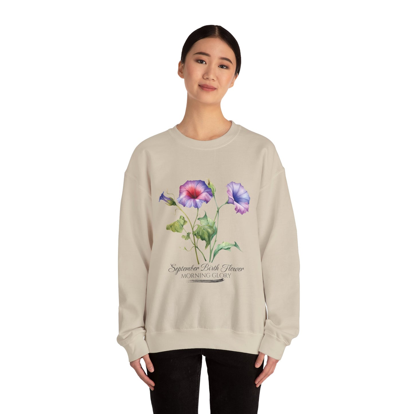 September Birth Flower (Morning Glory) - Unisex Heavy Blend™ Crewneck Sweatshirt