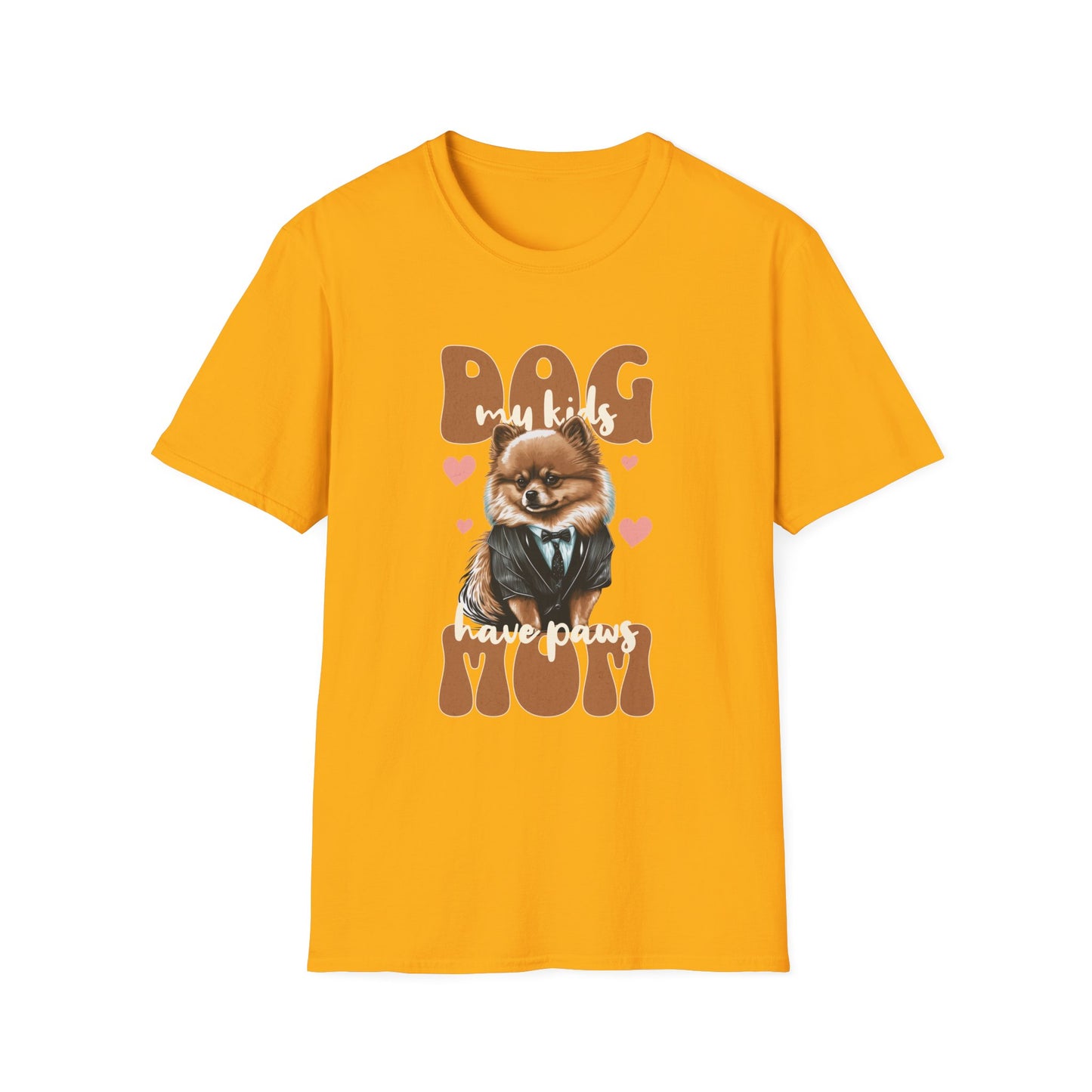 Dog Mom Softstyle T-Shirt - My Kids Have Paw Print Design