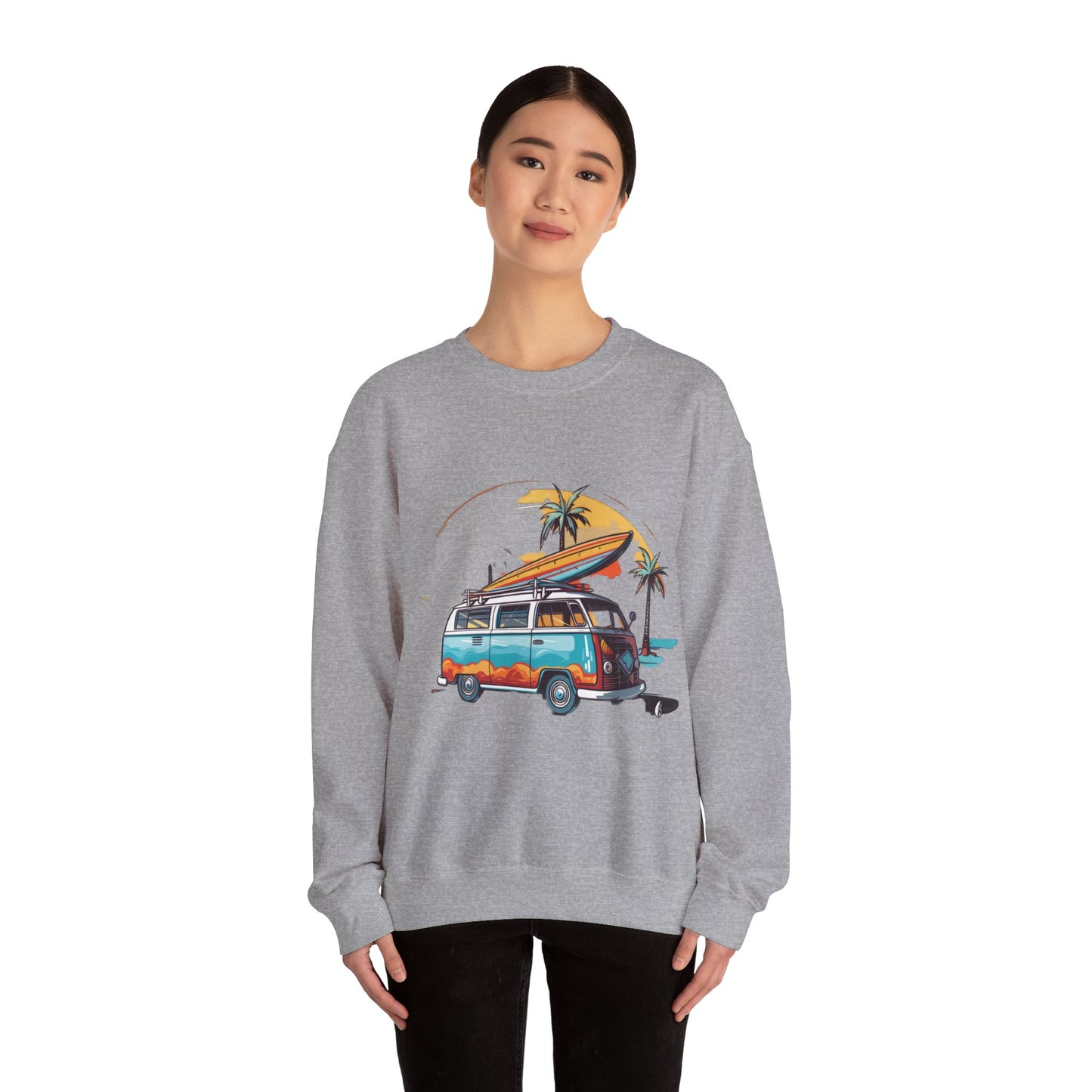 Retro Surf Van - Unisex Heavy Blend™ Crewneck Sweatshirt