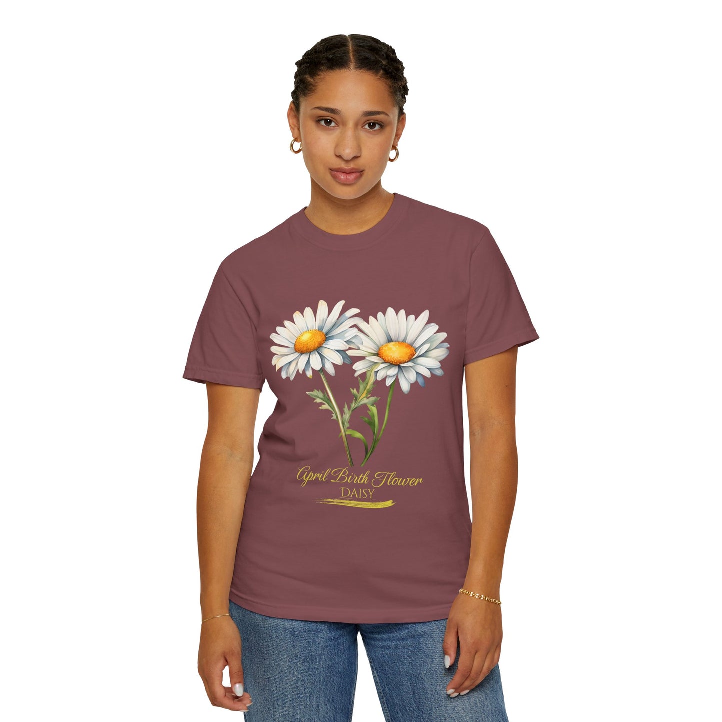 April Birth Flower "Daisy" (For Print on Dark Fabric) - Unisex Garment-Dyed T-shirt