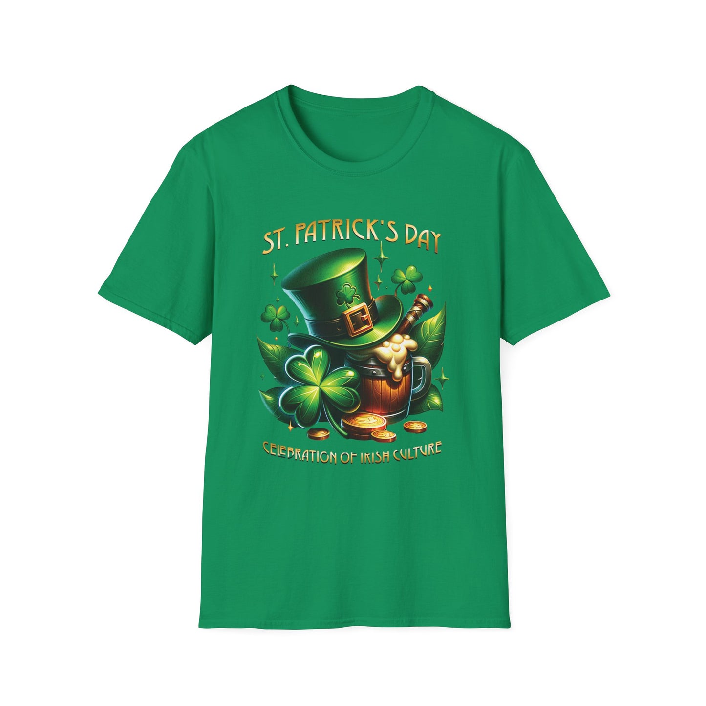 St. Patrick's Day Celebration T-Shirt - Unisex Softstyle Tee with Irish Culture Design