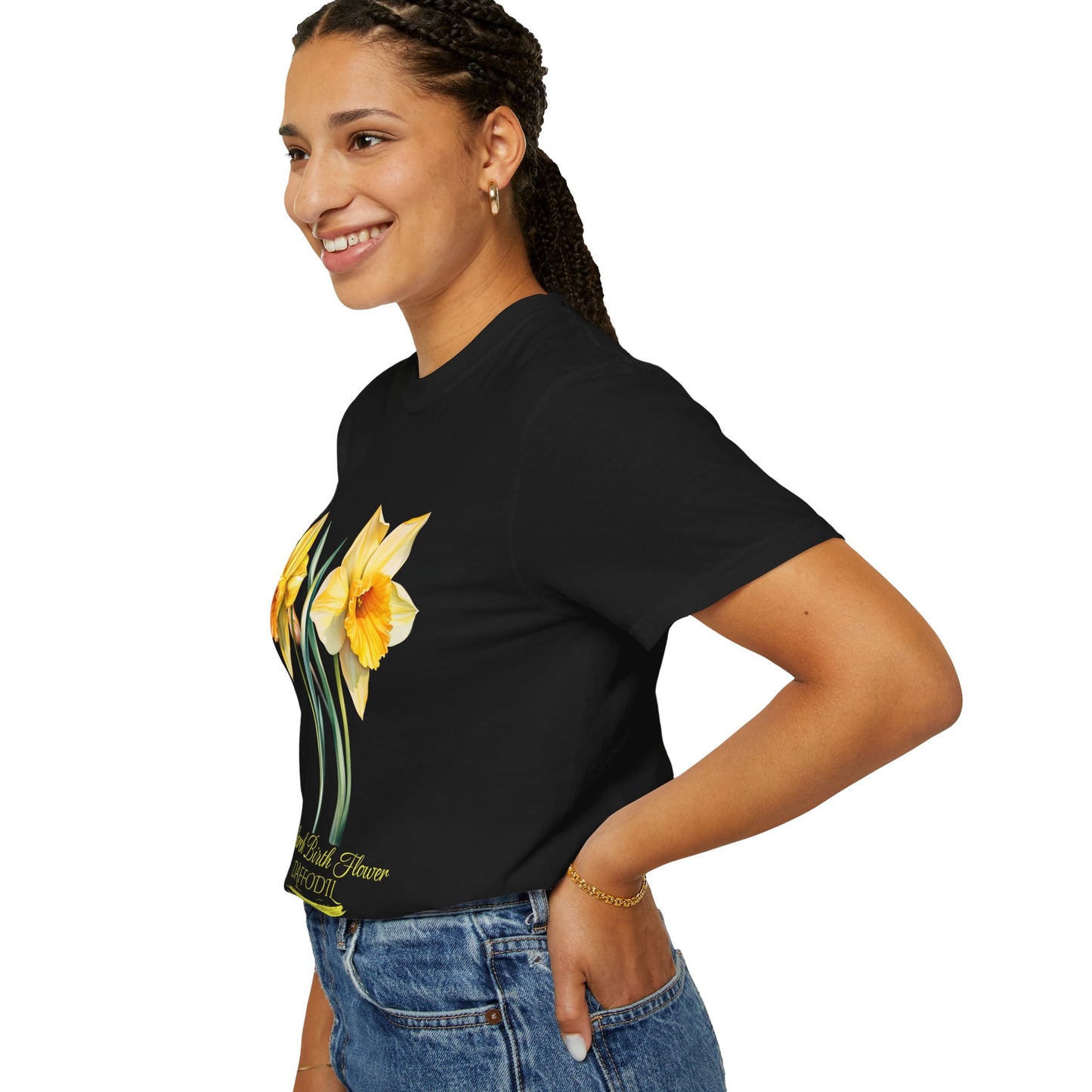 March Birth Flower "Daffodil" (For Print on Dark Fabric) - Unisex Garment-Dyed T-shirt