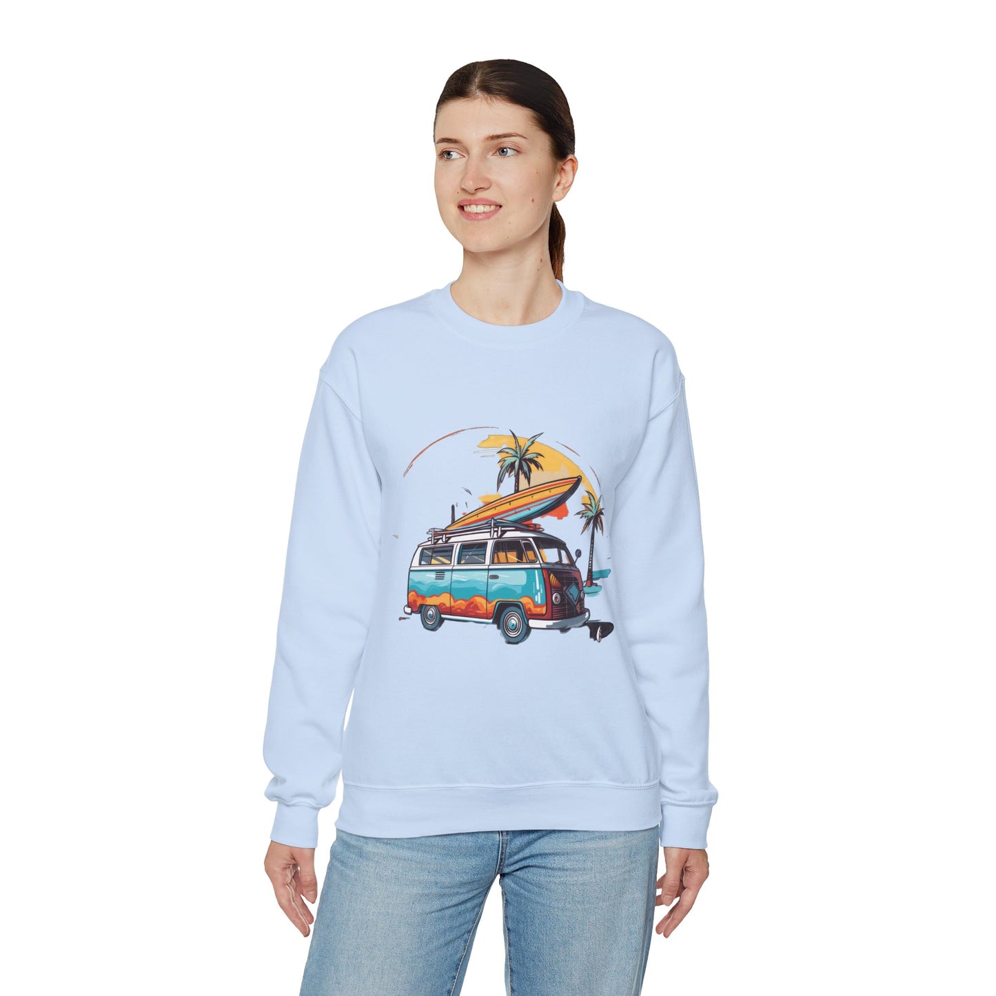 Retro Surf Van - Unisex Heavy Blend™ Crewneck Sweatshirt