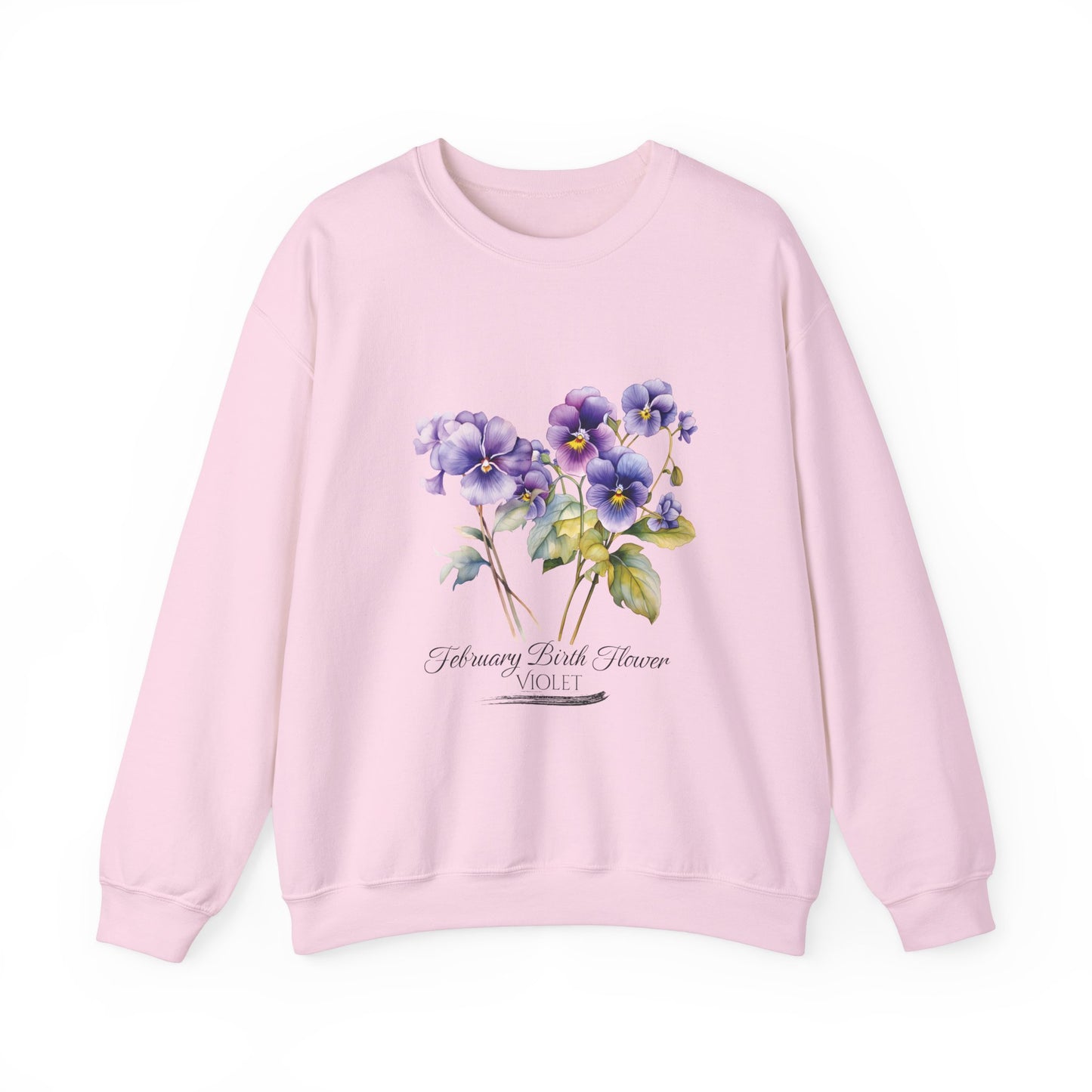 February Birth Flowers (Violet) - Unisex Heavy Blend™ Crewneck Sweatshirt