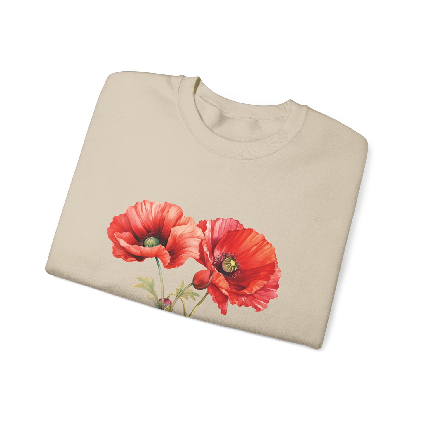 August Birth Flower (Poppy) - Unisex Heavy Blend™ Crewneck Sweatshirt