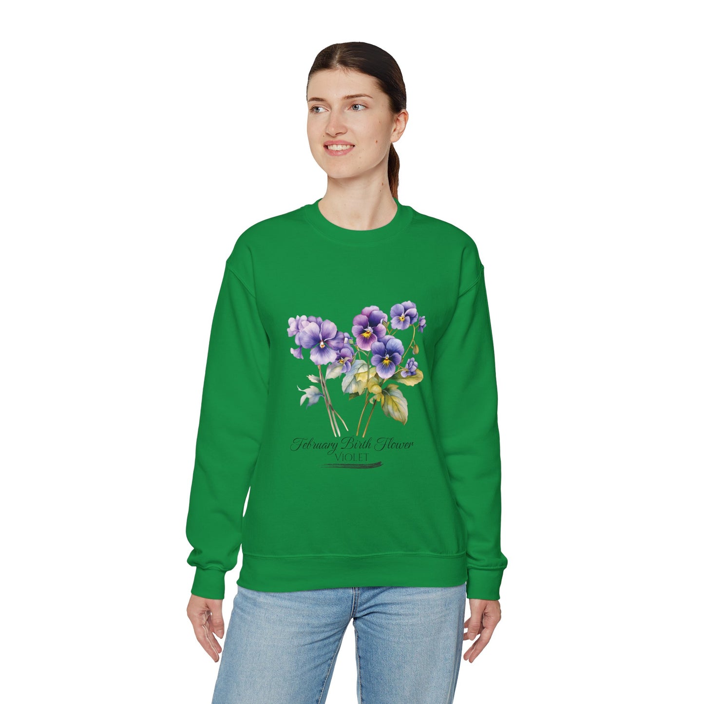February Birth Flowers (Violet) - Unisex Heavy Blend™ Crewneck Sweatshirt