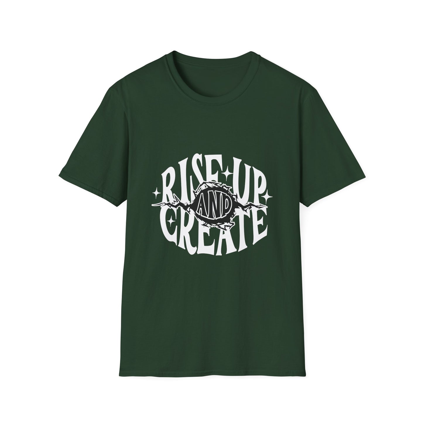 Rise Up And Create Unisex Softstyle T-Shirt, Motivational Tee, Inspirational Shirt, Artist Gift, Graphic Tee, Creative Apparel