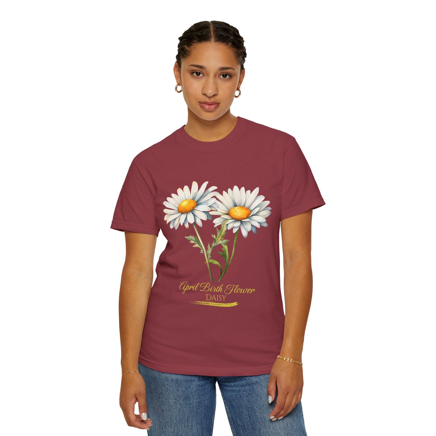 April Birth Flower "Daisy" (For Print on Dark Fabric) - Unisex Garment-Dyed T-shirt