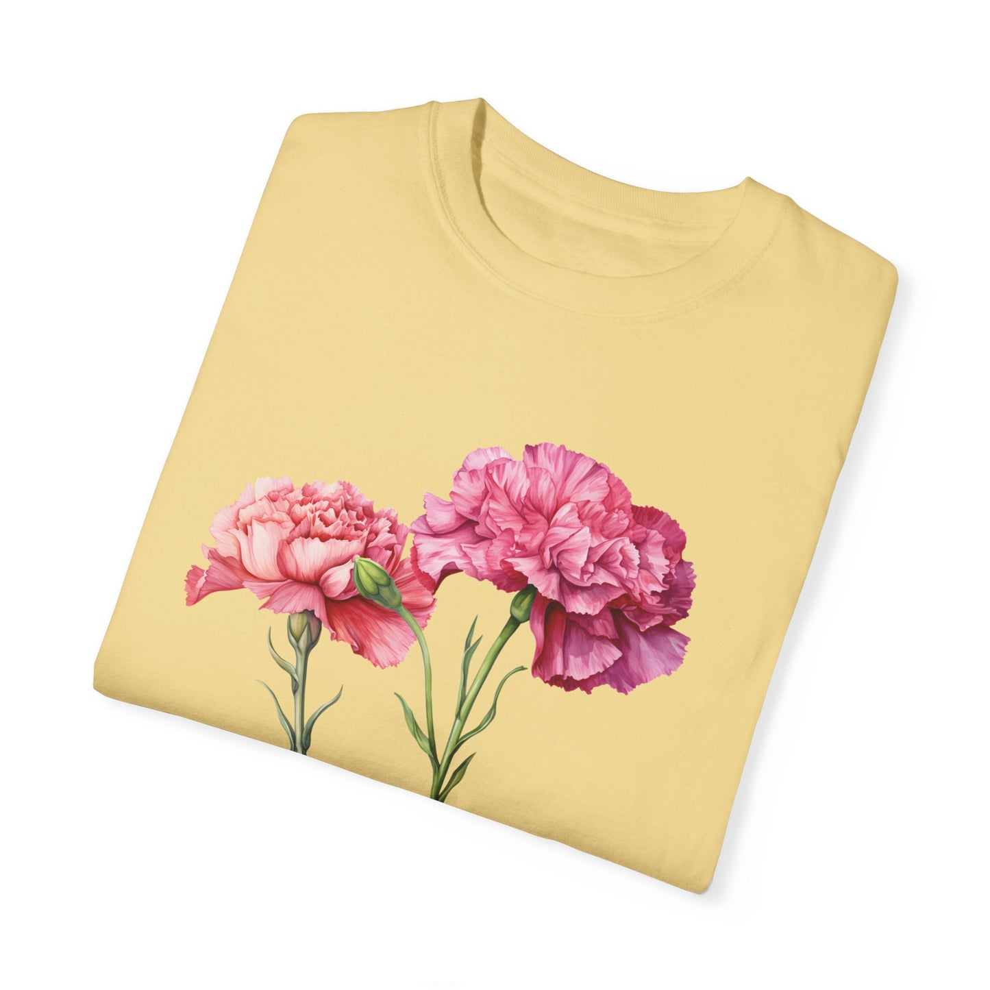 January Birth Flower "Carnation" - Unisex Garment-Dyed T-shirt
