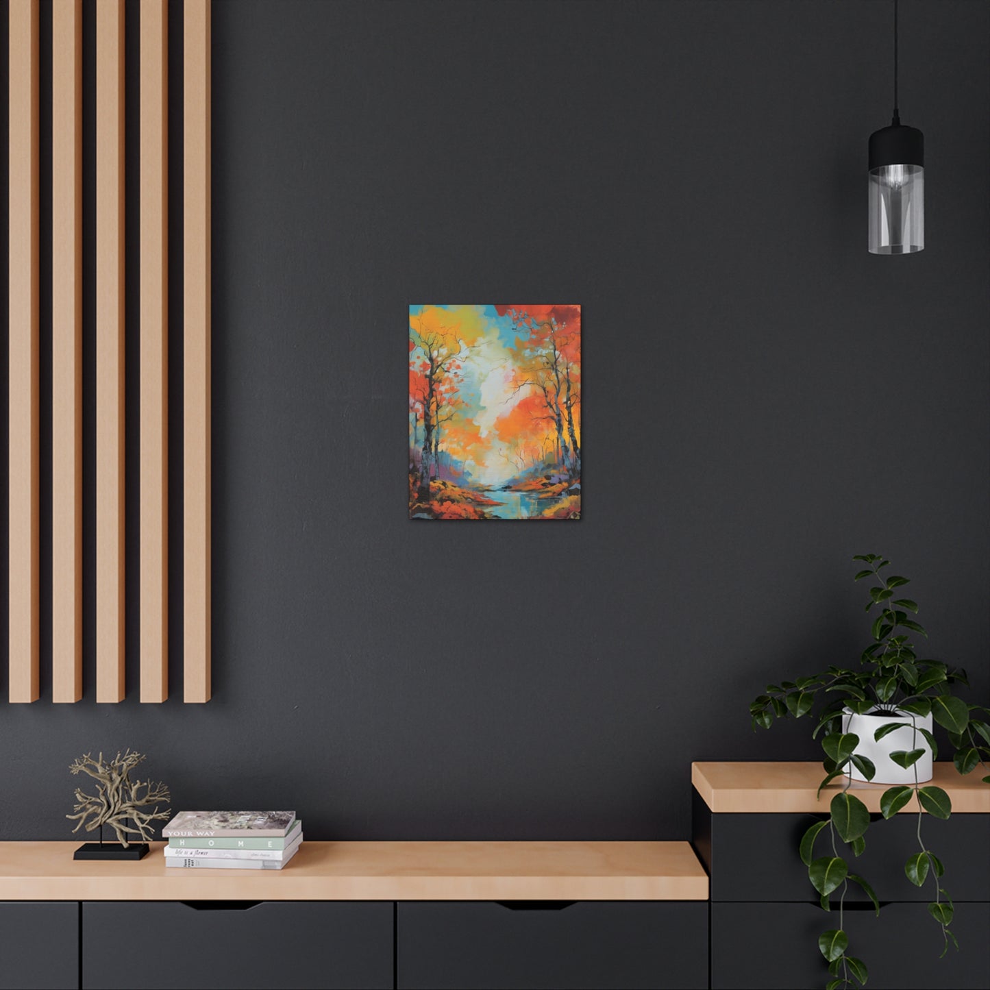 Fall Season Creek: Canvas Gallery Wraps
