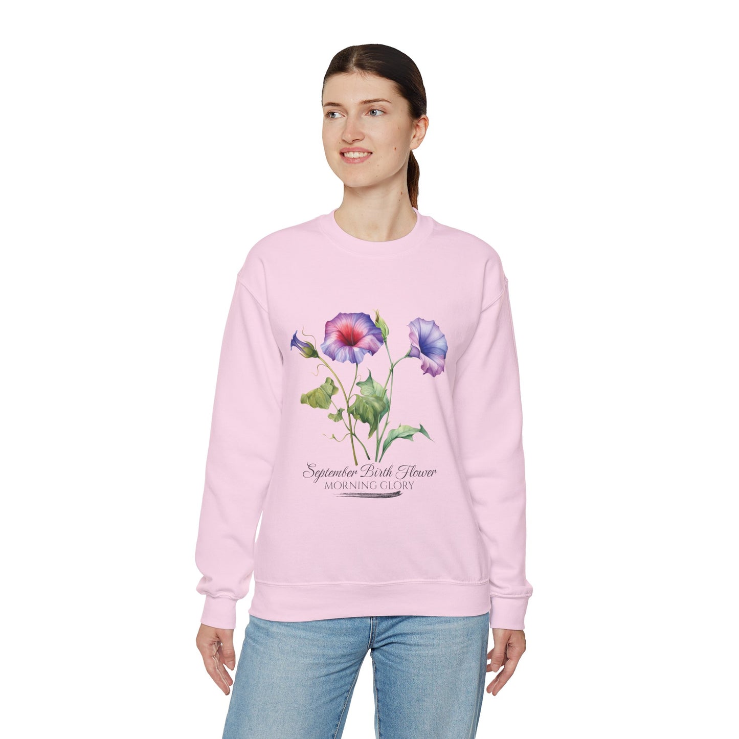 September Birth Flower (Morning Glory) - Unisex Heavy Blend™ Crewneck Sweatshirt