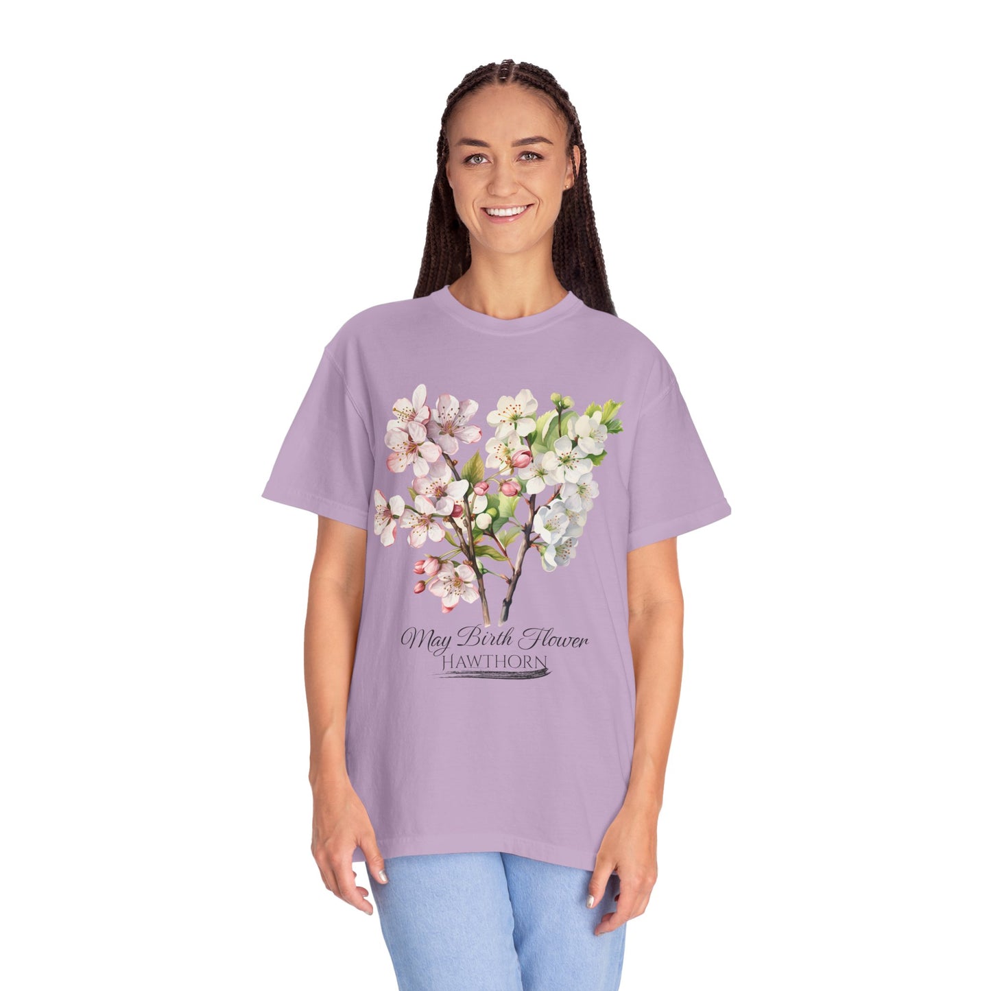 May Birth Flower "Hawthorn" - Unisex Garment-Dyed T-shirt