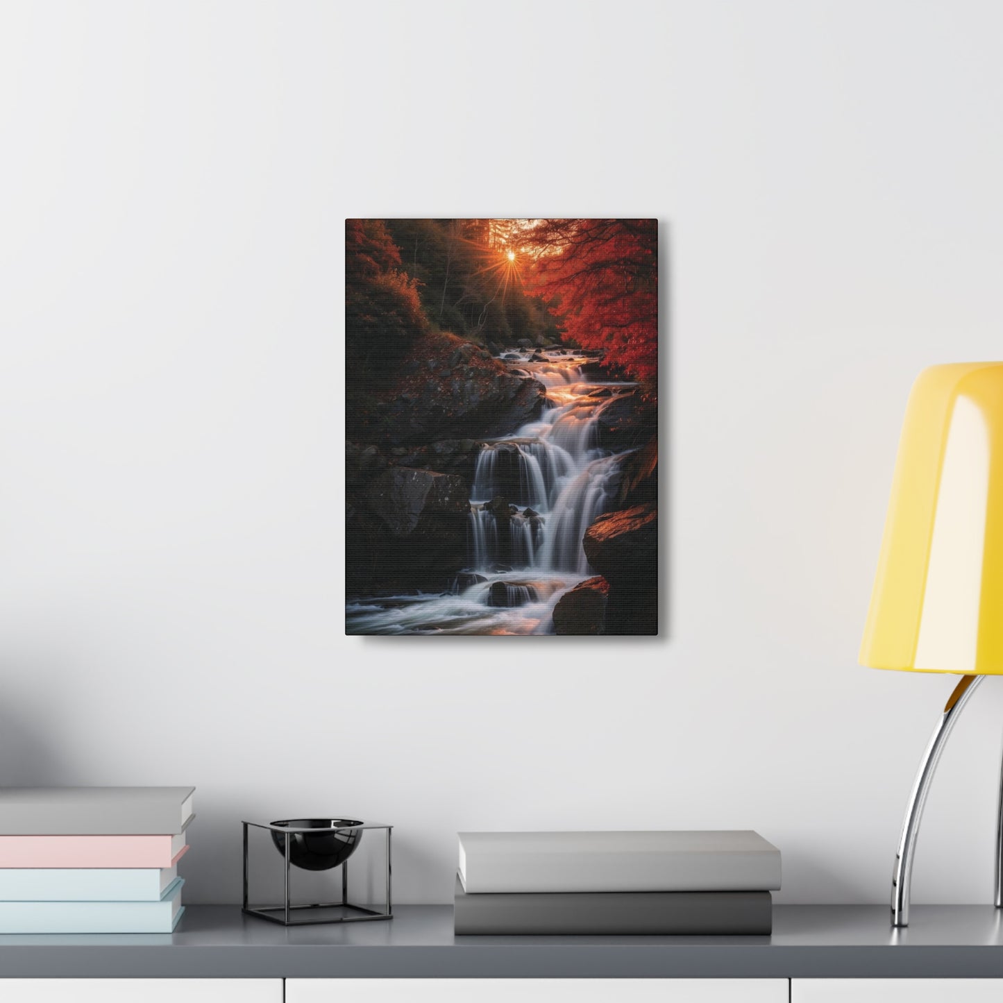 Sunrise Over the Waterfall: Canvas Gallery Wraps