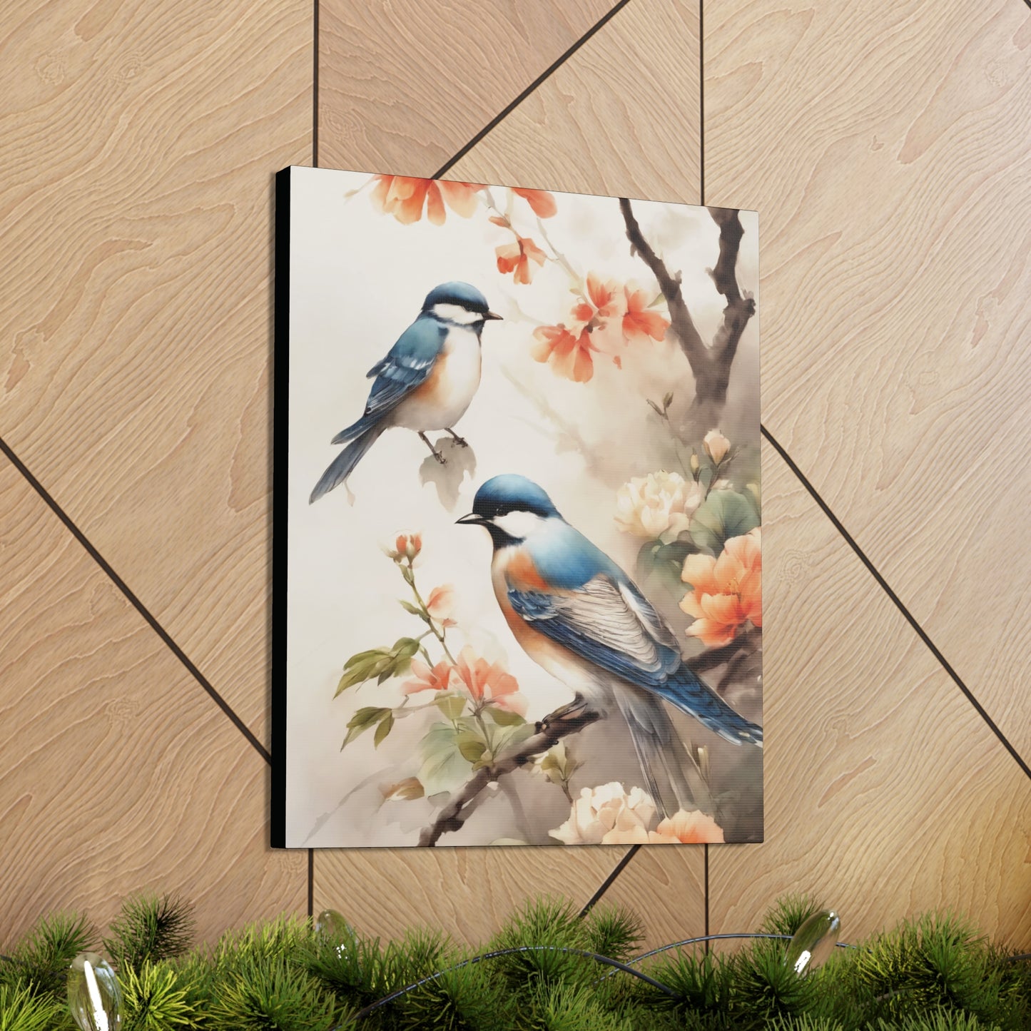 Birds & Spring Flower Blooms: Canvas Gallery Wraps