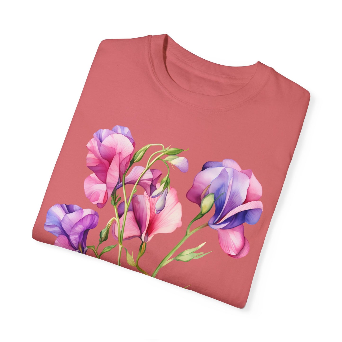 April Birth Flower "Sweet Pea" - Unisex Garment-Dyed T-shirt