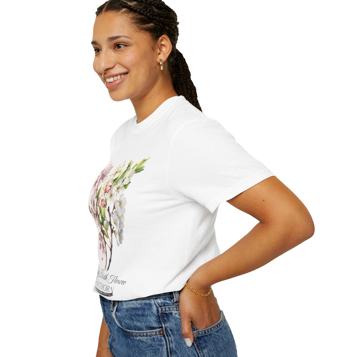 May Birth Flower "Hawthorn" - Unisex Garment-Dyed T-shirt