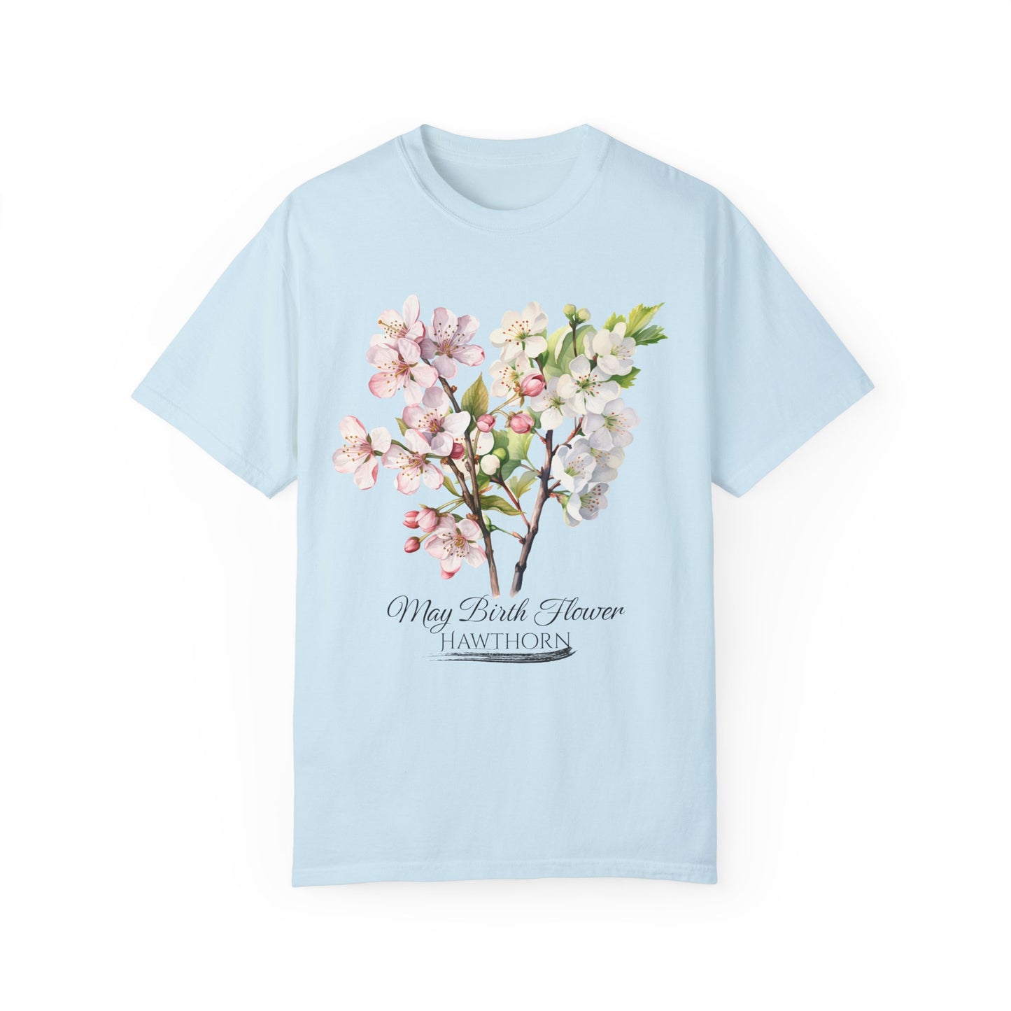 May Birth Flower "Hawthorn" - Unisex Garment-Dyed T-shirt