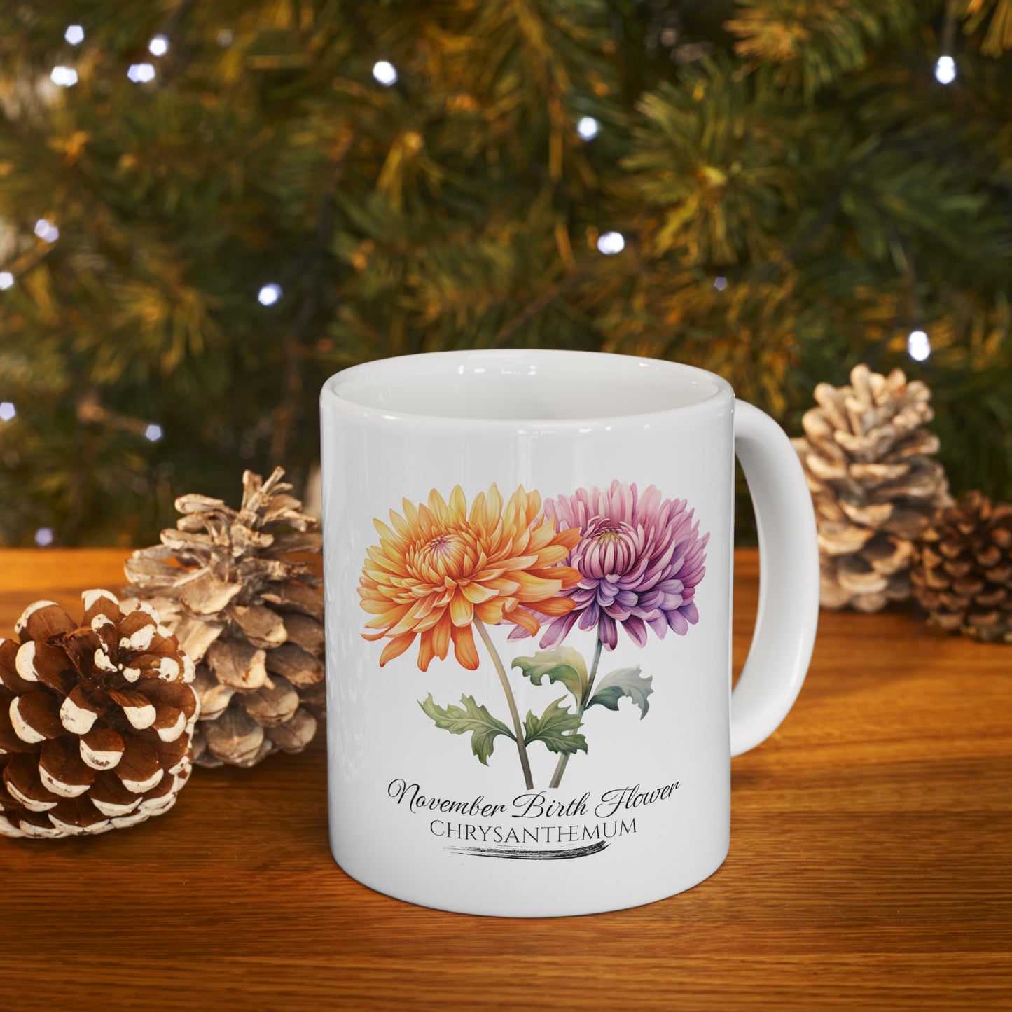 November Birth Flower (Chrysanthemum): Ceramic Mug 11oz
